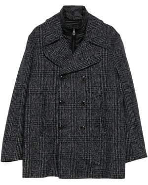 Peuterey Cappotto Doppiopetto A Quadri - Nero
