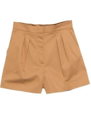 Max Mara Stretch Cotton Satin Shorts - Natural