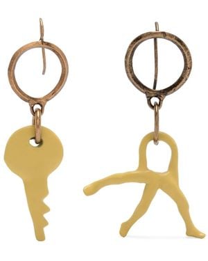 Fabiana Filippi Mismatched Charm Drop Earrings - Metallic