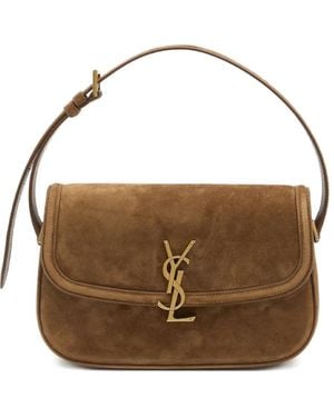 Saint Laurent Cassandre Suede Shoulder Bag - Brown