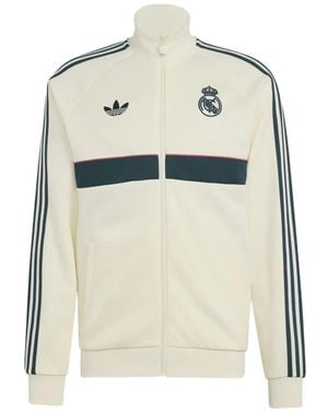 adidas Real Madrid Logo-Embroidered Zip-Up Jacket - White