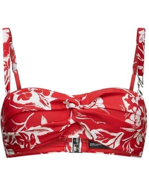 KARL LAGERFELD Top Bikini Signature Con Dettaglio Attorcigliato Sul Davanti - Rosso