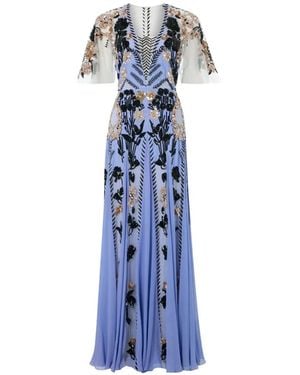 Temperley London Gilded Embellished Gown - Blue