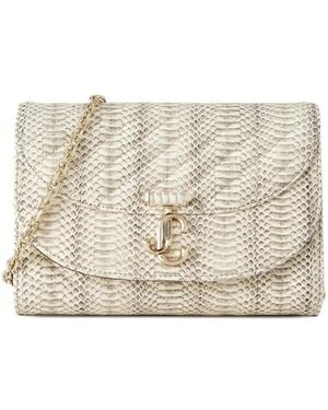 Jimmy Choo Pochette Curve À Effet Peau De Serpent - Natural