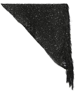 SIMONA CORSELLINI Embellished Fringed Scarf - Black