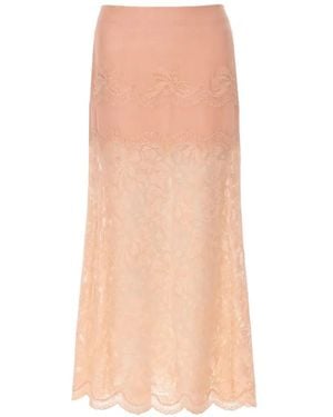 Rabanne Lace-Panelled Scalloped-Hem Skirt - White