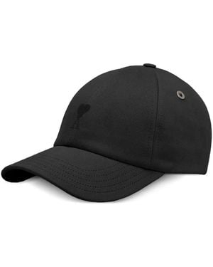 Ami Paris Baseballkappe Aus Baumwolle - Schwarz