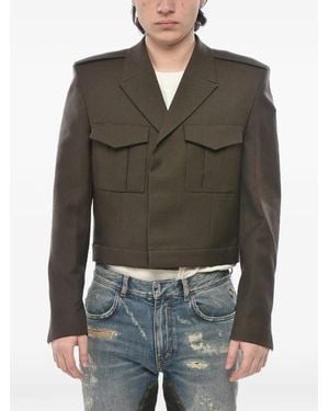 Givenchy Cropped Double-Breasted Military Blazer - Green