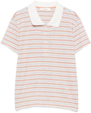 FRAME Striped-Pattern Polo Shirt - White