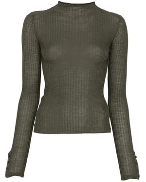 Patrizia Pepe Ribbed Funnel-Neck Sweater - Green