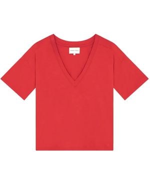 Loulou de Saison Faaa V-Neck Short-Sleeve T-Shirt - Red
