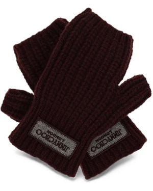 Jimmy Choo Logo-Patch Fingerless Gloves - Brown