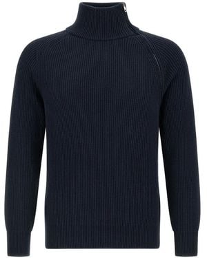 Riviera Ribbed Zip Jumper - Blue