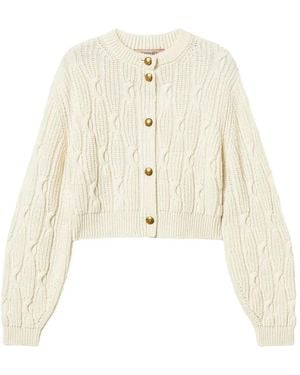Twinset Cropped Wool-Blend Cardigan - White
