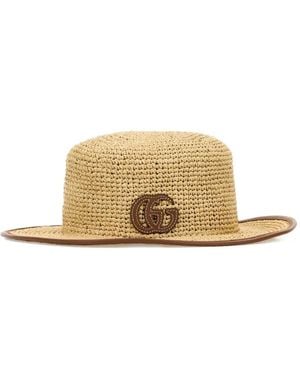 Gucci Double G Straw Hat - Metallic