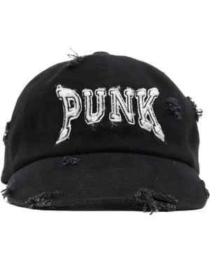 MATIERES FECALES Punk Distressed-Effect Cap - Black