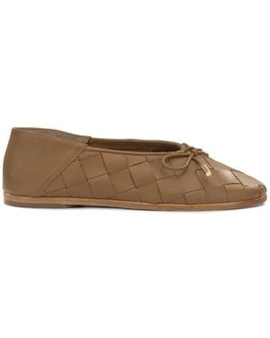Ammb Milano Woven-Design Bow-Detail Ballet Flats - Brown