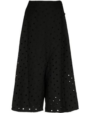 Y's Yohji Yamamoto Polka Dot Gabardine Cropped Pants - Black