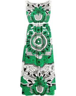 RED Valentino Floral-Print Midi Dress - Green