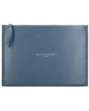 Givenchy Große Antigona Stamped Clutch Aus Leder - Blau
