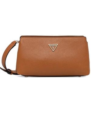Guess Bolso Satchel Con Placa Del Logo - Marrón
