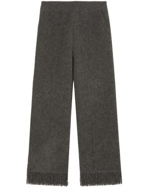 Alanui Frinbged-hem Knit Trousers - Grey