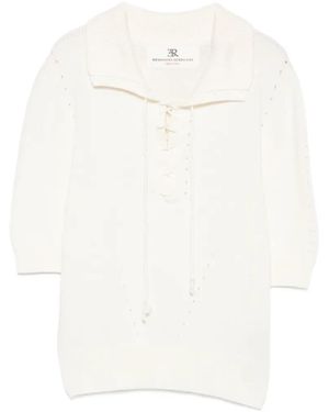 Ermanno Scervino Camiseta Con Perforaciones Y Cordones - Blanco