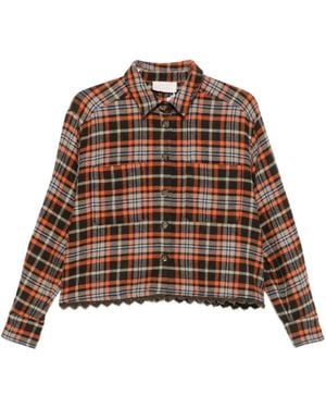 iBlues Check-Pattern Scalloped-Edge Shirt - Brown