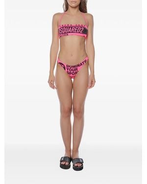 DSquared² Top De Bikini Con Logo Estampado - Rosa