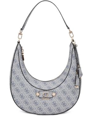Guess Lindsey Logo-Print Crescent Shoulder Bag - Grey