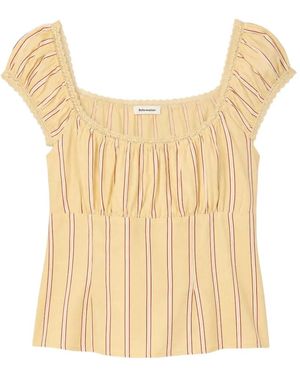 Reformation Amouret Striped Lace-Trim Top - Natural