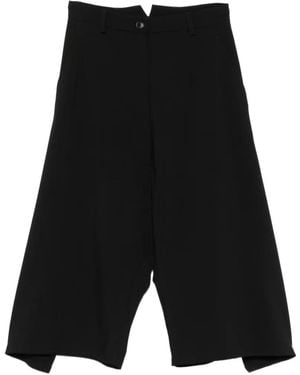 Rundholz Asymmetric-Hem Cropped Trousers - Black