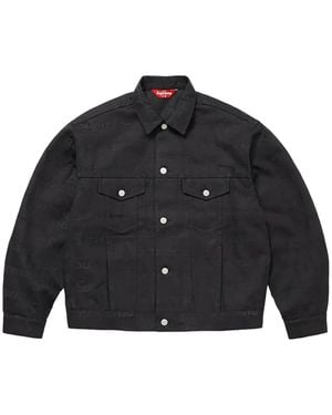 Supreme Jacquard Logos Denim Trucker Jacket - Black