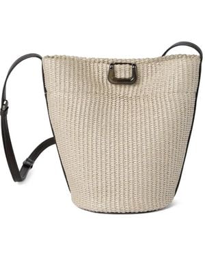 Brunello Cucinelli Bolso Bombonera Sartorial Pequeño De Rafia - Neutro