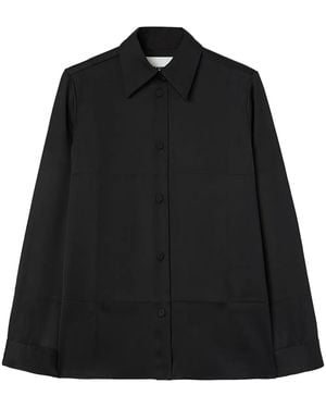 Jil Sander Pointed-Collar Satin Shirt - Black