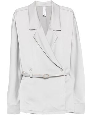 Imperial Belted Double-Breasted Blazer - White