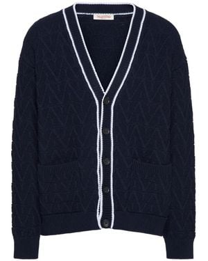 Valentino Garavani Toile Iconographe Cotton Cardigan - Blue