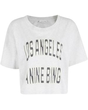 Anine Bing T-Shirt Johnny À Coupe Crop - White