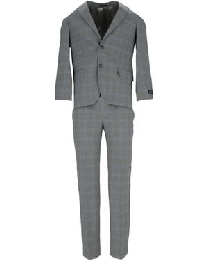 Scotch & Soda Geruit Pak Met Enkele Rij Knopen - Grijs