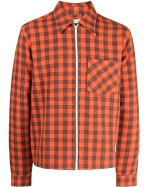 Wales Bonner Check-Pattern Organic-Cotton Jacket - Orange