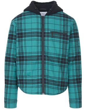 Aztech Mountain Check-Pattern Hoodie - Blue
