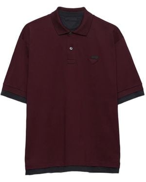 Prada Polo con logo triangular - Rojo