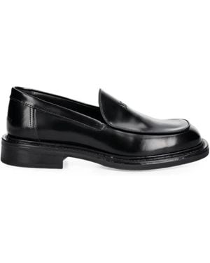 Filling Pieces Logo-Plaque Square-Toe Loafers - Black