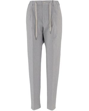 Tagliatore Drawstring Striped Trousers - Grey