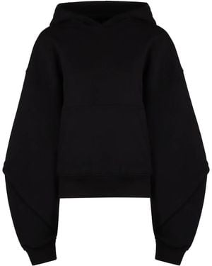 Mugler Balloon Sleeves Drawstring Hoodie - Black