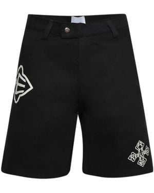 Rhude Cross Logo Twill Shorts - Black