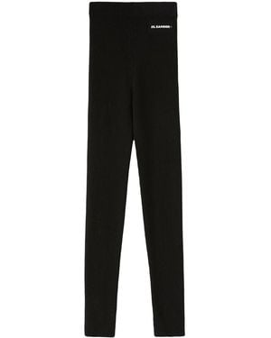 Jil Sander Logo-Print High-Waist Leggings - Black