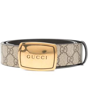 Gucci Logo Buckle Print Belt - Natural