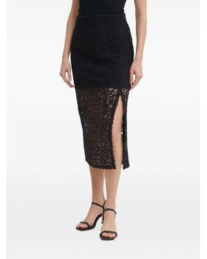 Sisley Falda Con Abertura De Encaje - Negro