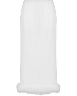 Moschino Midi Two-Pocket Fur-Trim Skirt - White